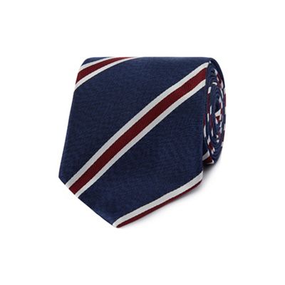 Designer blue textured diagonal striped tie